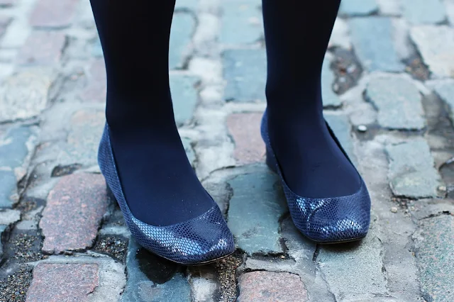 Navy leather Dune flats - London fashion blog