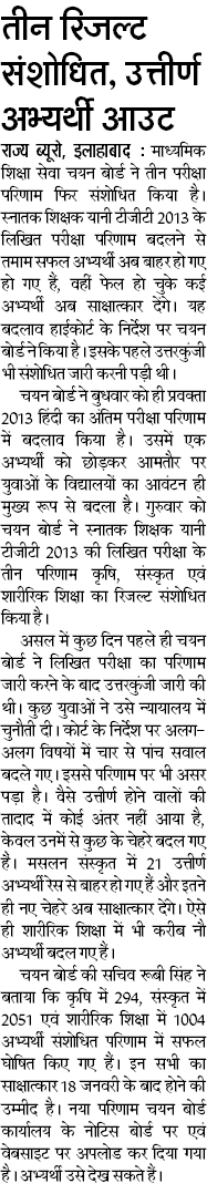 TGT PGT RESULT: तीन रिजल्ट संशोधित, उत्तीर्ण अभ्यर्थी आउट