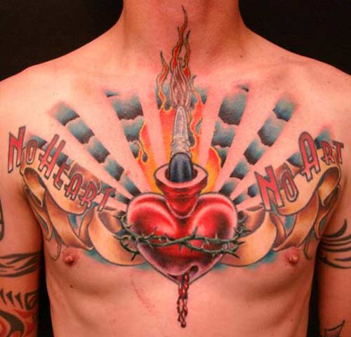 flaming heart tattoos. Design - Heart Tattoo