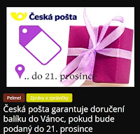 Česká pošta garantuje doručení balíku do Vánoc, pokud bude podaný do 21. prosince - AzaNoviny