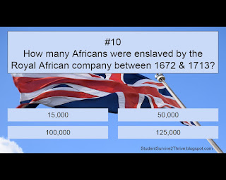 How many Africans were enslaved by the Royal African company between 1672 & 1713? Answer choices include: 15,000; 50,000; 100,000; 125,000