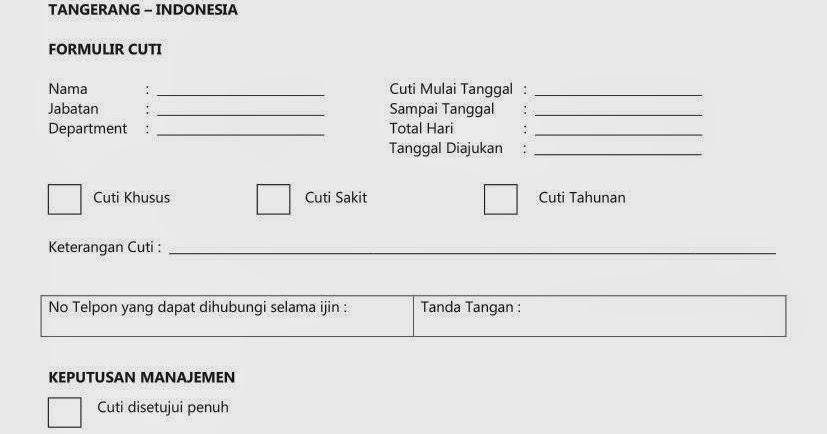 Percetakan Nota Faktur Jatake Tangerang: Cetak Form Cuti