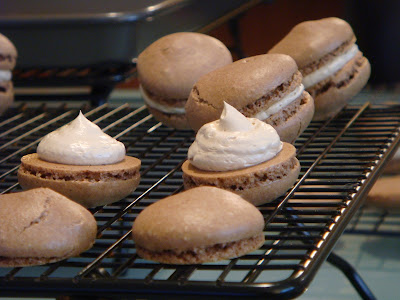 Cocoa macarons with espresso buttercream