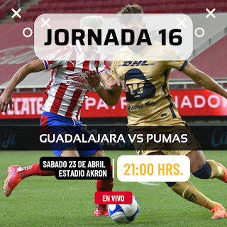 Donde ver Guadalajara vs Pumas donde ver en vivo por internet Jornada 16 Clausura 2022