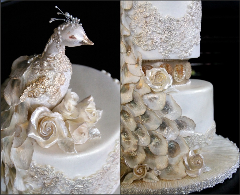 Pearl Peacock Wedding Cake