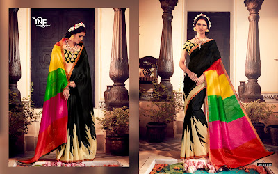 Multi Color Bhagalpuri Silk Saree With Blouse