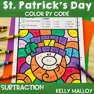 St. Patrick's Day Color by Number Subtraction