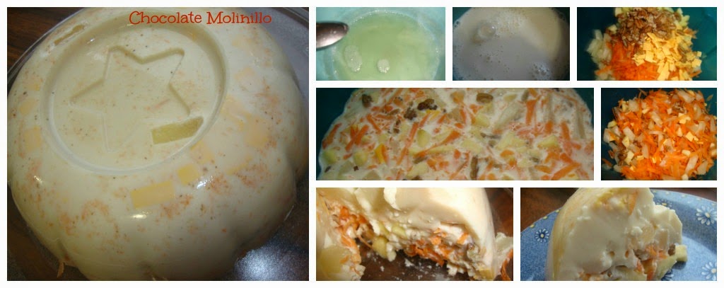 Gelatina de Zanahoria, piña, nuez y queso