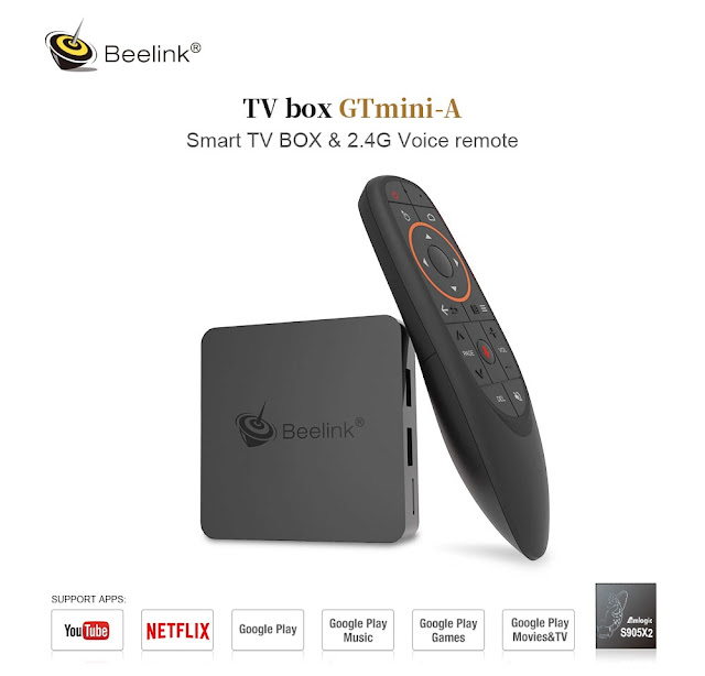 Link gtm the Beeline - Smart TV Box 2.4G Remote Voice Caption: Netflix 4K / Amlogic S905X2 / 2 / 4GB RAM / 32 / 64GB ROM / 2.4G 5G WiFi / 1000MBps / USB3.0 / BT4.0 / VP9 / H.265 / HDR10