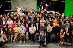 Man of Tai Chi Crew Photo with Spencer Douglass and Keanu Reeves and Michael Wong Man-tak with an R44 helicopter