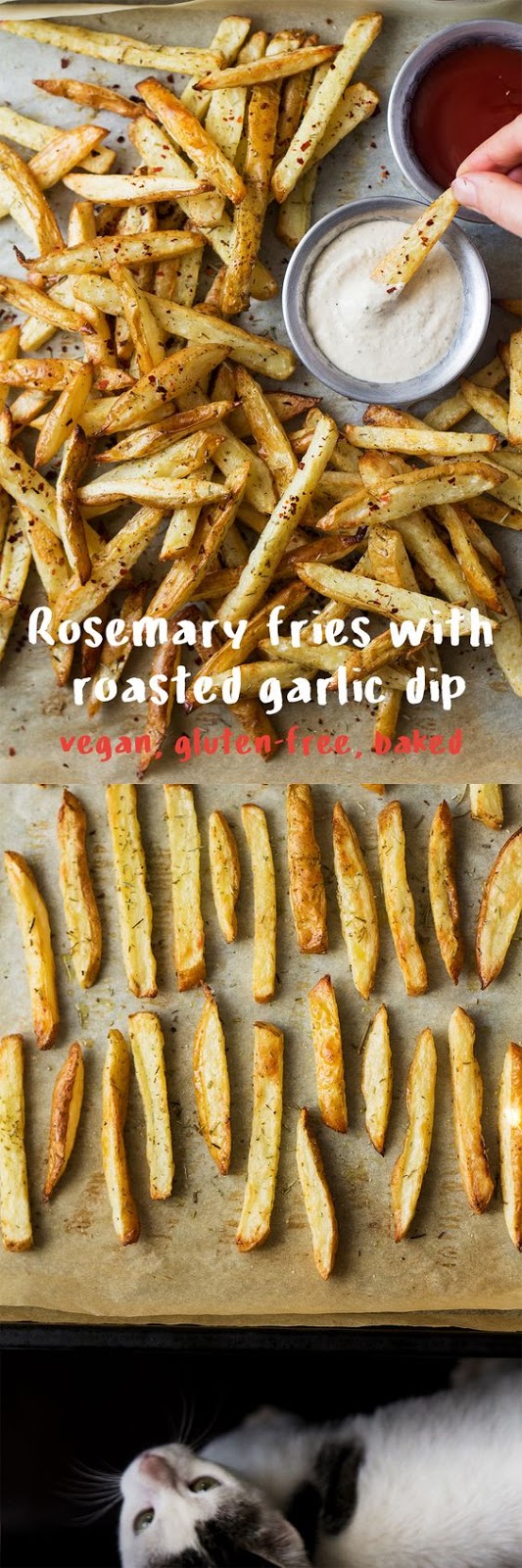 baked rosemary fries with a dairyfree garlic dip #glutenfree #vegetarian #vegan