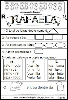 Brincando com o nome Rafaela