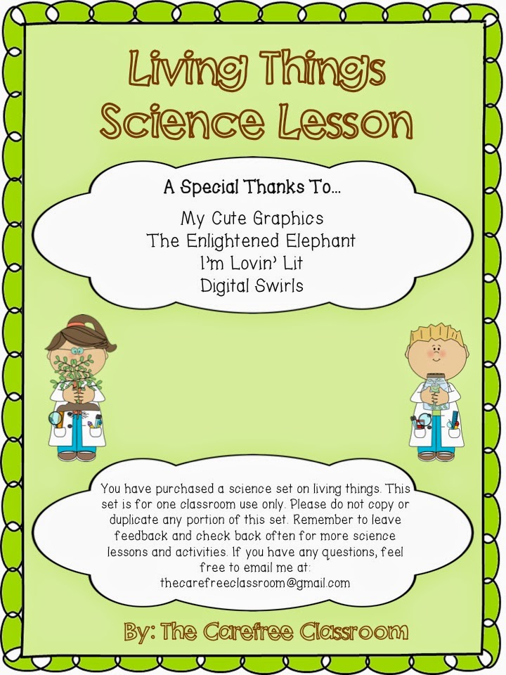http://www.teacherspayteachers.com/Product/Living-Things-Science-Lesson-1428565