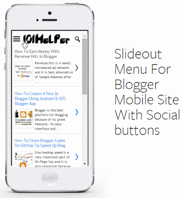 Slideout Menu For Blogger Mobile Site With Social buttons