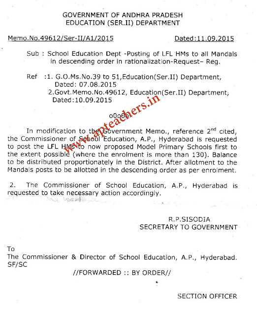 LFL HM Posts Adjustment Latest Instructions Memo 49612 Date 11.9.15