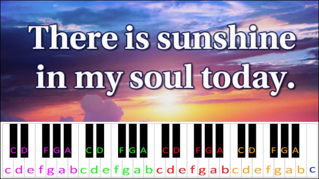 There Is Sunshine in My Soul Today Piano / Keyboard Easy Letter Notes for Beginners