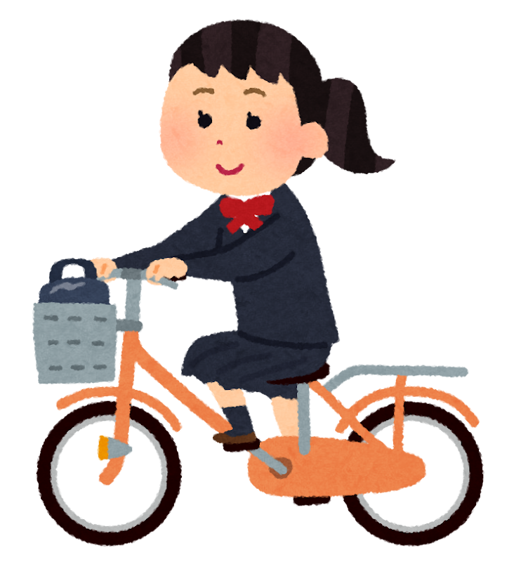 自転車通学のイラスト 女子学生 かわいいフリー素材集 いらすとや