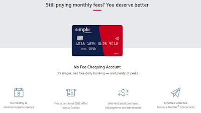 Screenshot Simplii Financial Text reads -Still paying monthly fees? You deserve better!