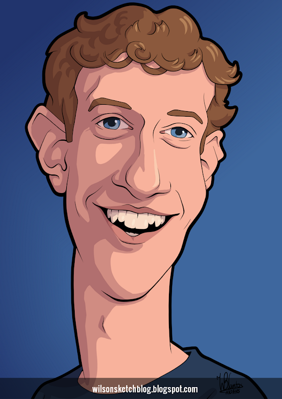 Cartoon caricature of Mark Zuckerberg.