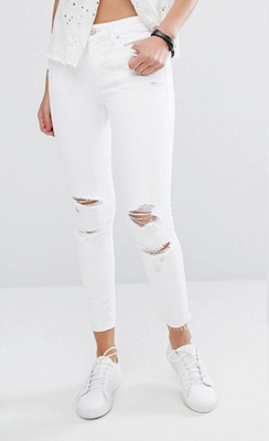 jean blanc skinny déchiré mango