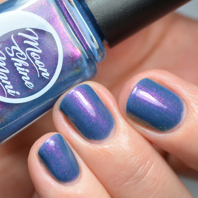 blue nail polish with color shifting shimmer swatch