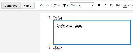 membuat kotak script di blog