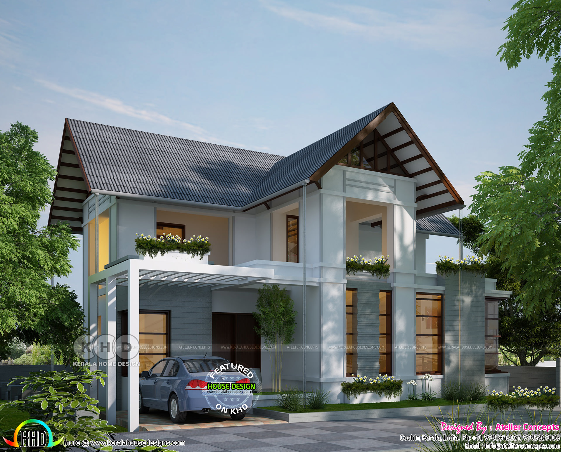 Sloping Roof Modern House With 3 Bedrooms Kerala Home Design Bloglovin