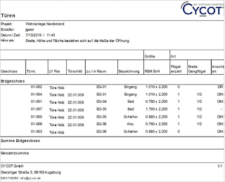 von uns individuell angepasster Allplan Report