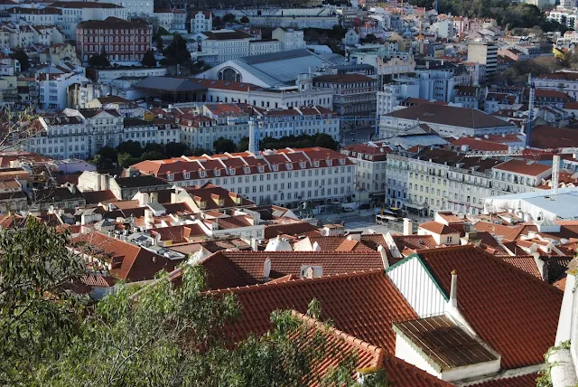 View of Praça da Figueira in Lisbon in January