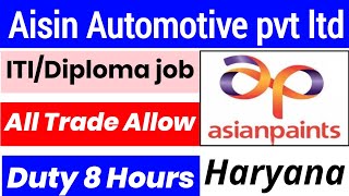 Aisin automotive Company job vacancy ahmedabad