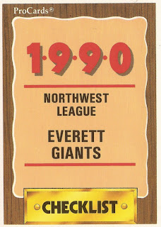 Everett Giants 1990 checklist card