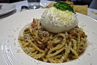 Trattoria Pizzeria Logic, iberico pork sauce spaghetti burrata