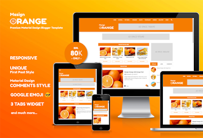 Masign Orange Premium Material Design Blogger Template