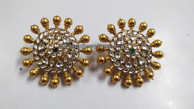 925silver Large Big Studs in Kundan