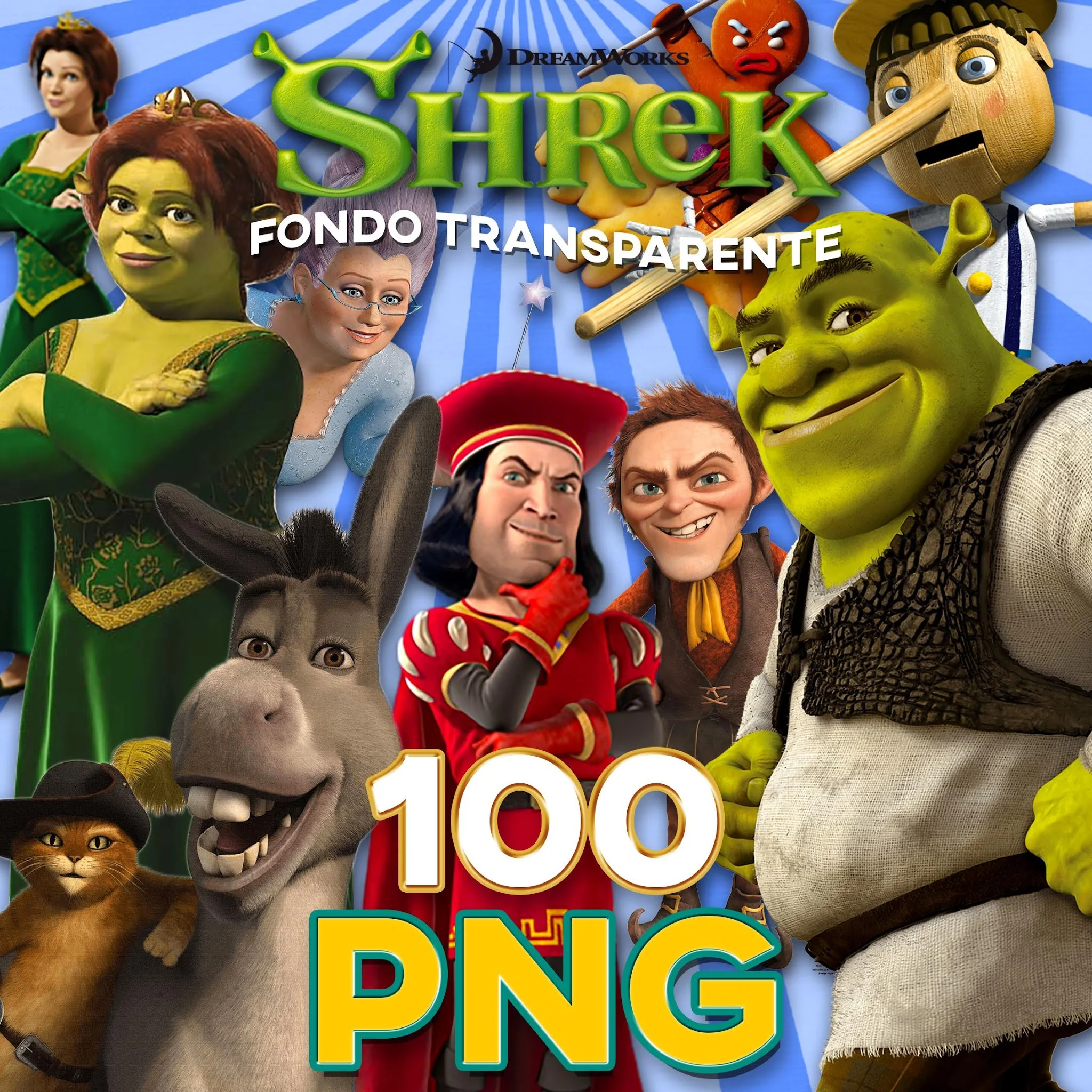 imágenes png fondo transparente de los personajes de shrek