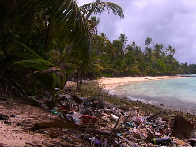 Beaches in the Cocos Keeling Islands are covered in litter that comes from the sea