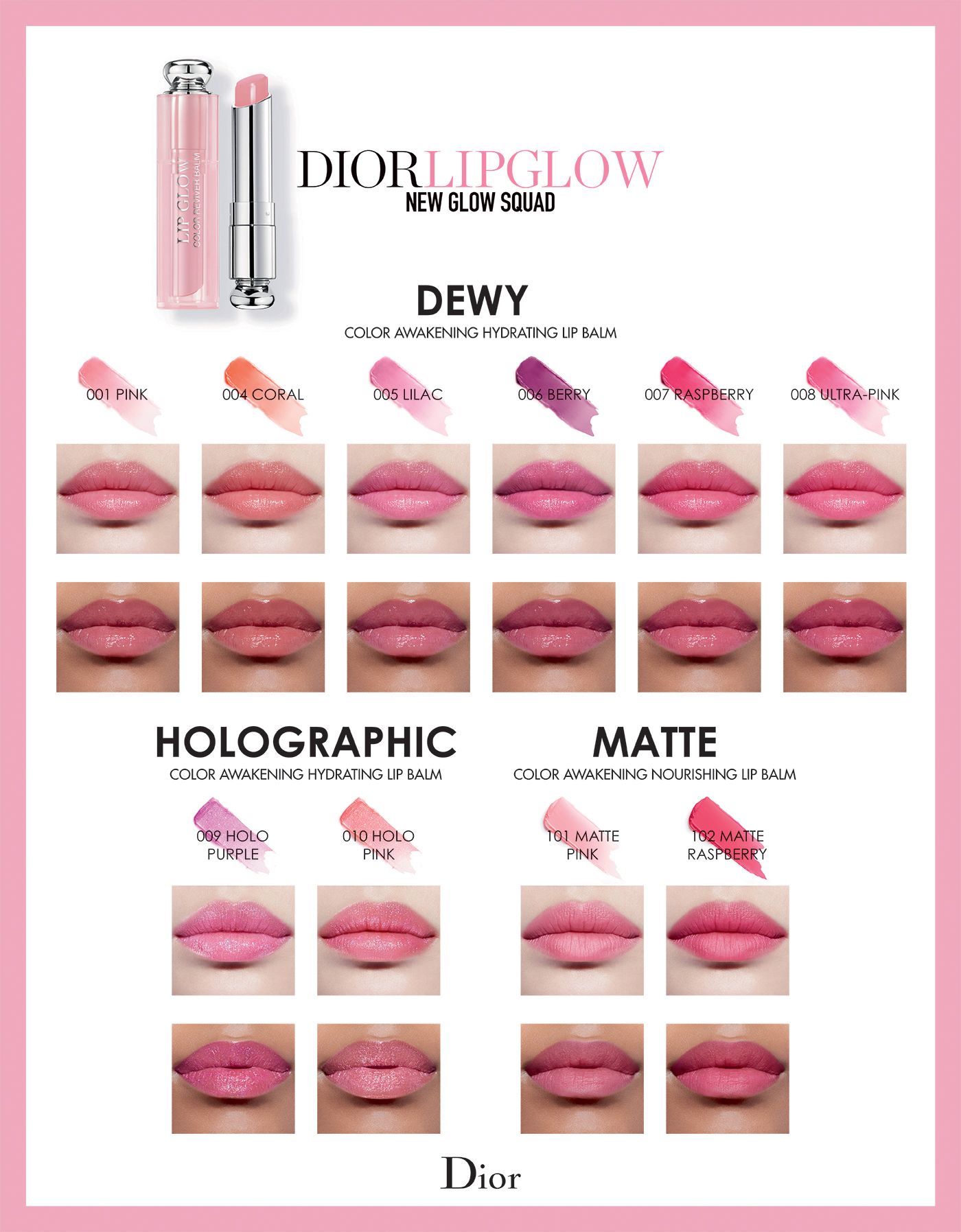 Các màu của son dưỡng Dior