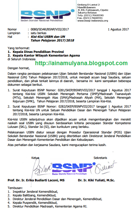 KISI-KISI UN SMP/MTS SMA/MA/ SMK/MAK TAHUN 2018 (TAHUN PELAJARAN 2017/2018)