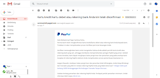 paypal terverifikasi