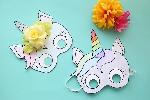 Unicorn Mask Free Printable Template.