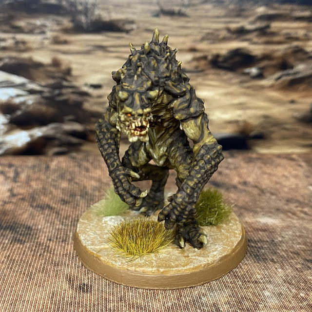 32mm post-apocalypse  miniatures from Vermillion and TennageWastelandUS  that are compatible with Fallout Warfare Wasteland. Deathclaw alternative proxy