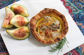 Food Lust People Love: Flakey buttery puff pastry is the perfect crust for these fresh fig blue cheese tarts with rosemary and honey. Crunchy, sweet and salty, these little tarts are one of my favorite recipes to make with fresh figs. Serve these tarts as a main course, with a lovely salad of greens tossed with a sharp vinaigrette dressing.