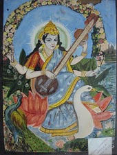 Basan's painting - Saraswati, the Goddess of Knowledge and Arts