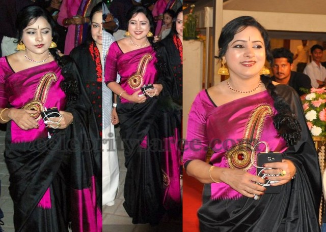 Actress in Kalamkari Black Saree