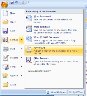 Cara Simple membuat file PDF melalui Ms Office 2007