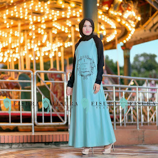 Gamis Katun Rayon Sablon I Choose to Wear Hijab  by Fisura Biru