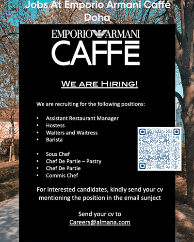 Jobs At Emporio Armani Caffé Doha 2022 - Quick Jobs 2023