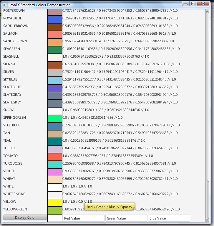 Viewing JavaFX 2 Standard Colors DZone Java 