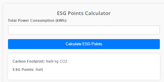ESG Points (Carbon Footprint) Calculator for Home Power Consumption