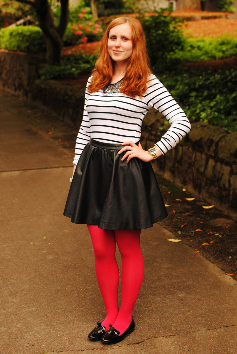 Gray Skies Striped shirt  and red  legs